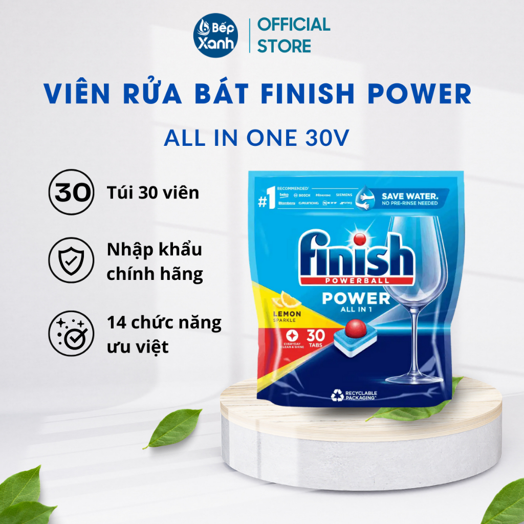 Ảnh Viên rửa bát Finish All In One 60V, 90V + Muối rửa bát Finish 1,2kg + Nước làm bóng Finish 400ml 3