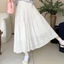 Chân váy nữ xinh, Chân váy midi sọc gân lưng chun hai tầng phối ren Ulzzang