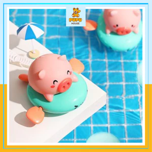 Đồ Chơi Thả Bồn Tắm Bò Lợn Chèo Thuyền Phun Nước Cho Bé, Bể Bơi, Hồ Bơi, phòng tắm- bơi trong nước Vặn Cót Cho Bé