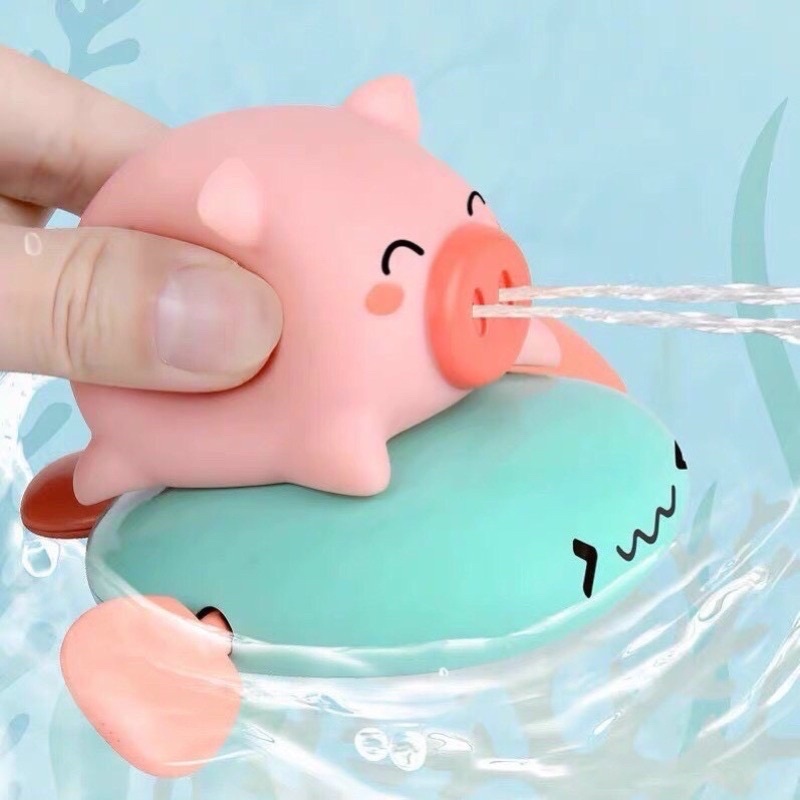 Đồ Chơi Thả Bồn Tắm Bò Lợn Chèo Thuyền Phun Nước Cho Bé, Bể Bơi, Hồ Bơi, phòng tắm- bơi trong nước Vặn Cót Cho Bé