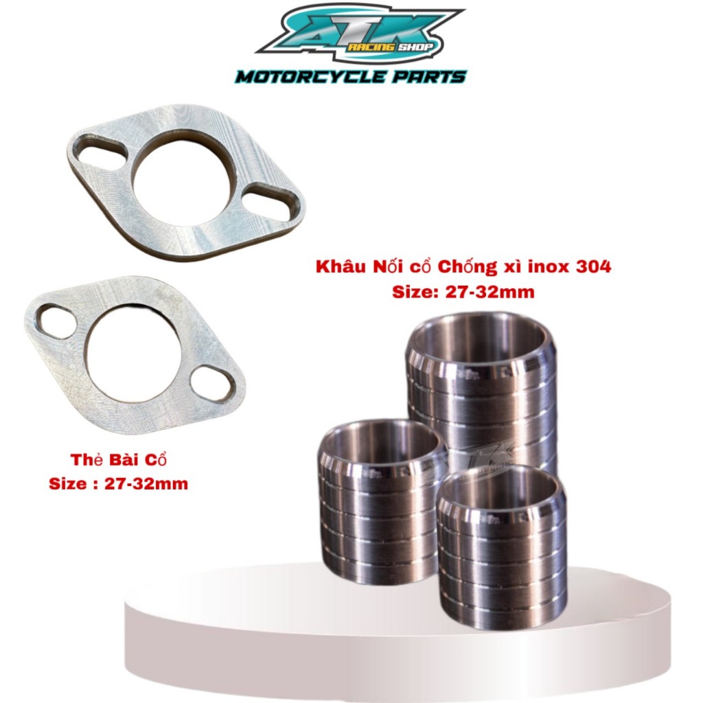 Khâu nối cổ pô chống xì inox 304 và thẻ bài nhôm size 27mm và 32mm ...