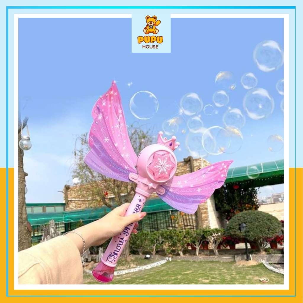 Đồ Chơi Gậy Phép Thuật Thổi Bong Bóng Tự Động Có Đèn Và Âm Thanh Hình Vương Miện Hoạt Hình Dành Cho Bé - PUPU HOUSE