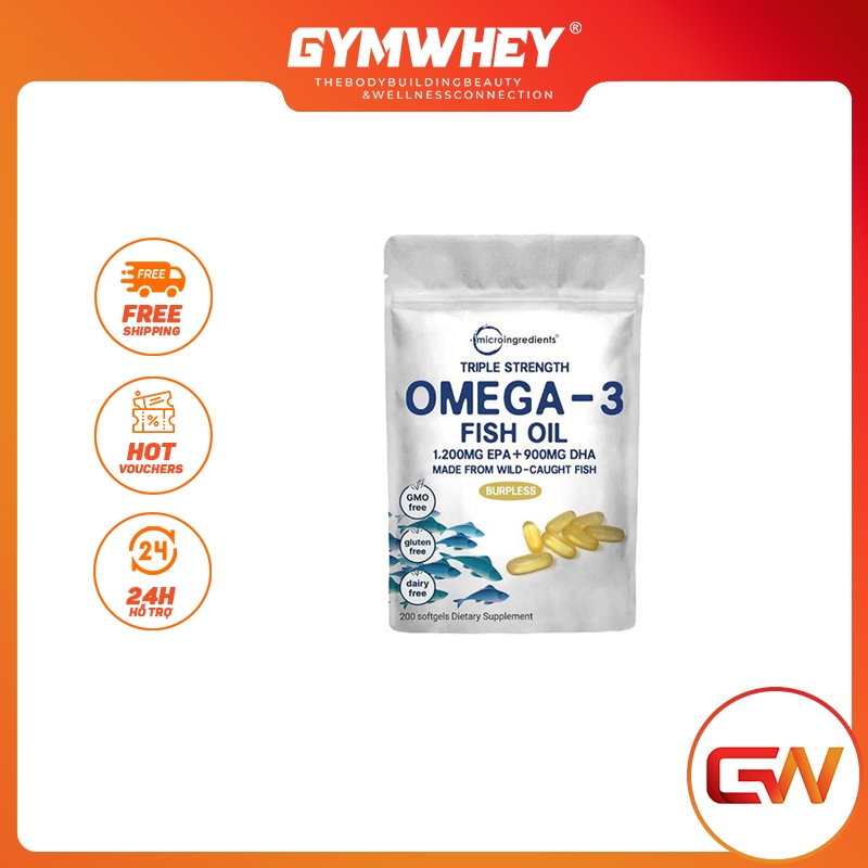 Micro Ingredients Omega 3 Fish Oil Bổ Sung DHA và EPA Hàm Lượng Cao
