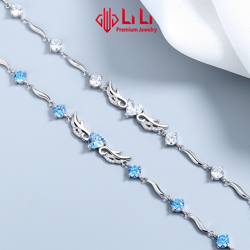 Lắc tay bạc nữ LiLi S999 đính đá CZ cao cấp hình đôi cánh thiên thần Bianca LILI_656951