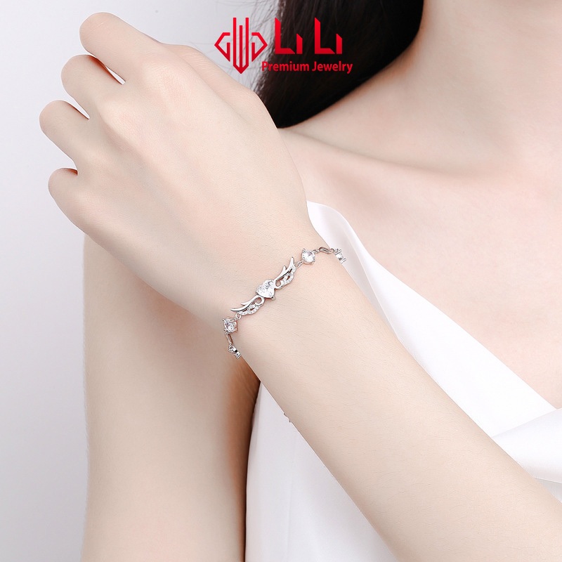 Lắc tay bạc nữ LiLi S999 đính đá CZ cao cấp hình đôi cánh thiên thần Bianca LILI_656951