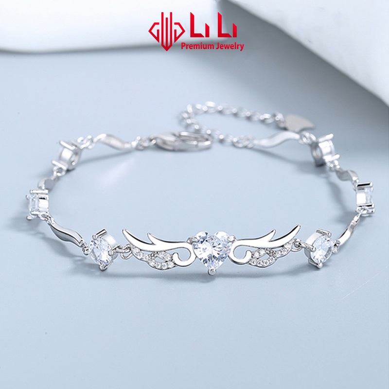 Lắc tay bạc nữ LiLi S999 đính đá CZ cao cấp hình đôi cánh thiên thần Bianca LILI_656951