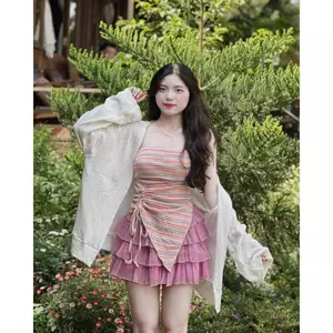 🍊 Set 3 sản phẩm - áo sọc tà nhọn + cv tầng hồng + cardigan trắng 🔥𝐇𝐨𝐚̉ 𝐓𝐨̂́𝐜🔥 𝐌𝐄𝐎𝐈𝐍𝐃𝐀𝐇𝐎𝐔𝐒𝐄