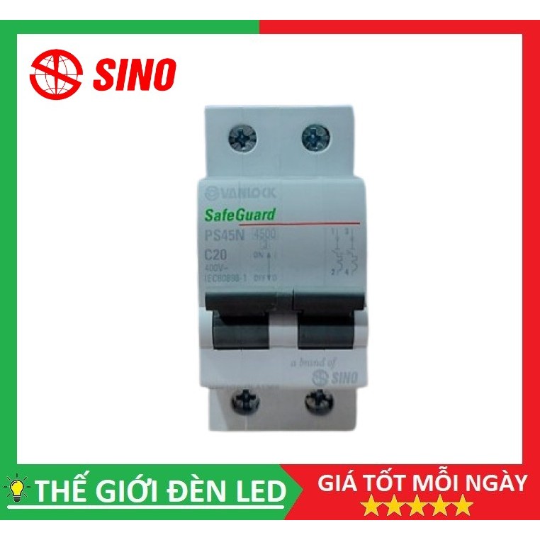 Cầu dao tự động MCP 2P Sino Vanlock 10A 16A 20A 25A 32A 40A 50A 63A ...