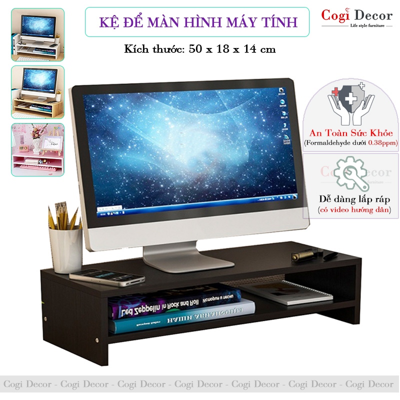 Kệ Để Màn Hình Máy Tính Gỗ Hai Tầng Để Bàn Làm Việc KVT-02 | Shopee ...