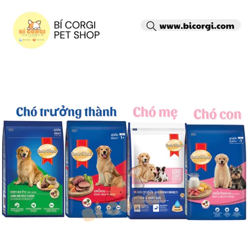 Thức ăn cho chó Smartheart bịch 1,5kg đủ vị - Hạt cho chó lớn , chó con, chó đang mang thai, trưởng thành Smartheart