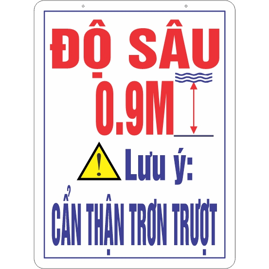 Biển cảnh báo trơn trợt, độ sâu hồ bơi, chât liệu bền đẹp, thiết kế ...