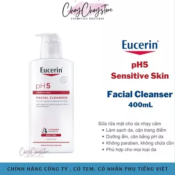 Sữa Rửa Mặt Eucerin Facial Cleanser 400mL Cho Da Nhạy Cảm (Hàng Nhập Khẩu)
