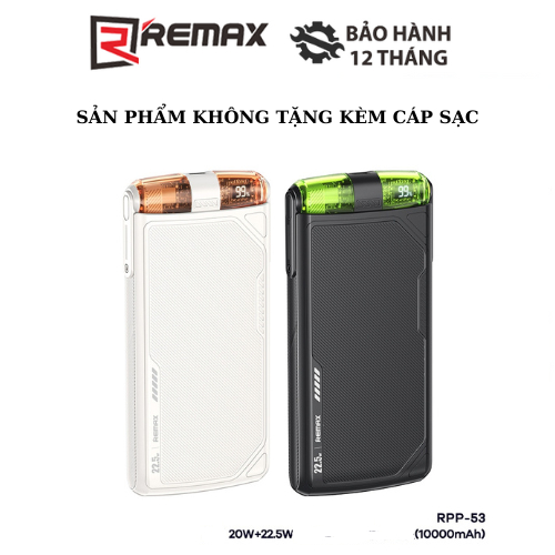 Pin Sạc Dự Phòng Remax RPP-53 10000mAh 1 Cổng Type C Kèm Cáp Sạc Type C ...