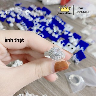 nhẫn blink cao to , đính đá lấp lánh , bạc ta - jena sliver