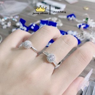 nhẫn nữ bạc thật , đá tròn lấp lánh , hàng cao cấp dày dặn - jena sliver