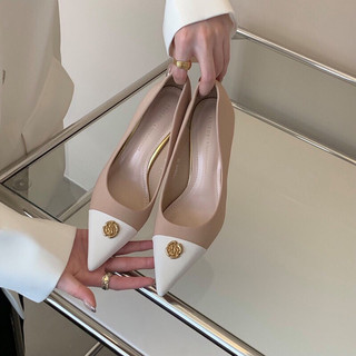 Gót Bích Phối Mũi Tag Hoa Trà Thanh Lịch Sang Trong Fullbox QC Cao Cấp Mieo Shoes G1238 G1239