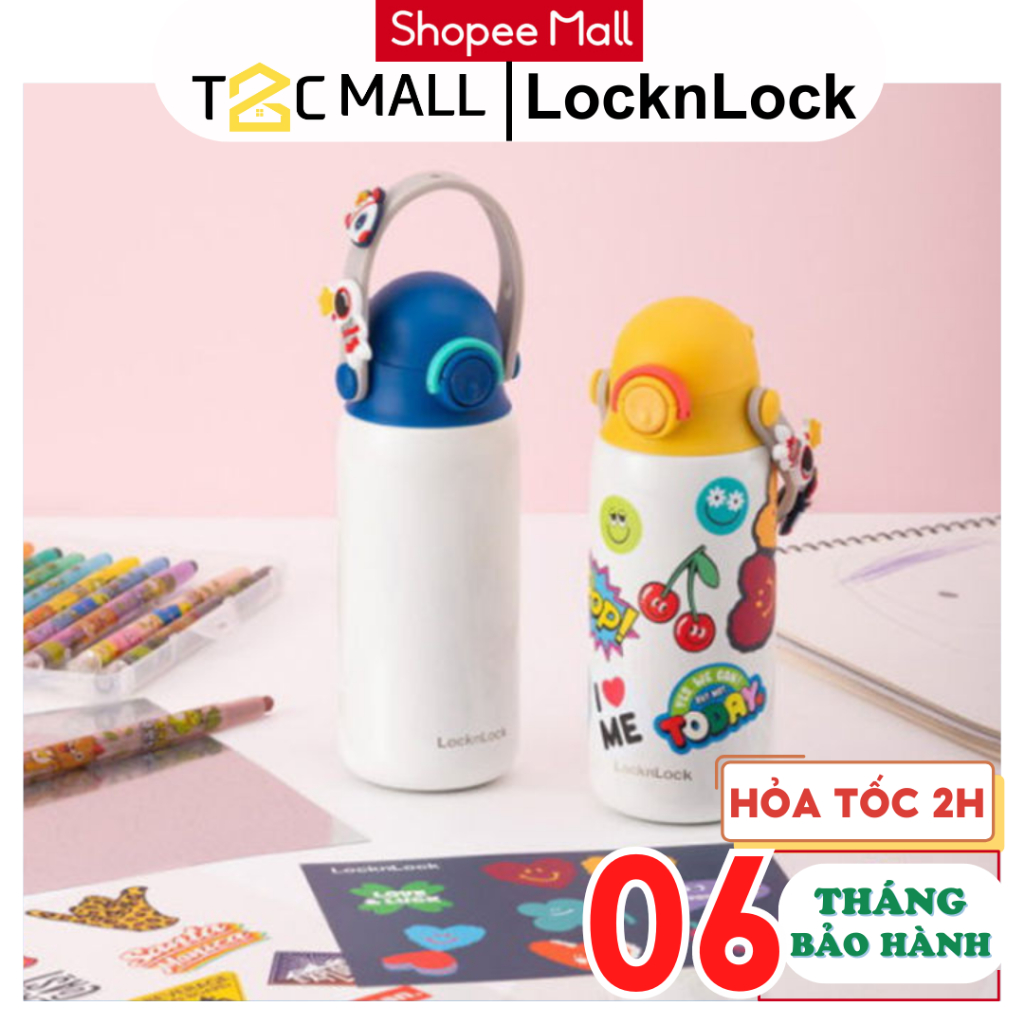 Bình Nước Giữ Nhiệt Cho Bé LocknLock 350ML Cute, Nhỏ Gọn Có Quai Xách ...