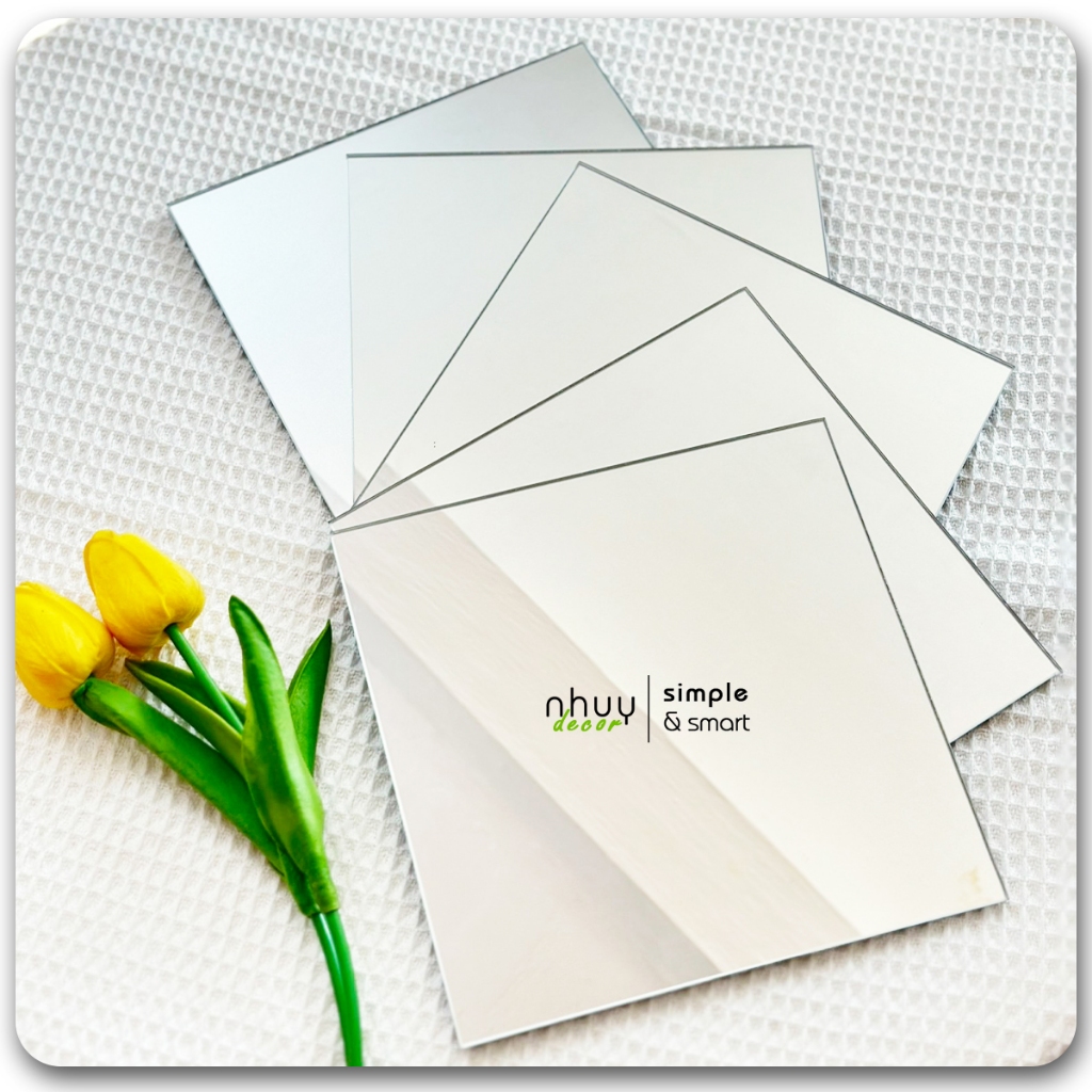 Gương dán tường NHU Y DECOR , gương thật hình vuông ghép lại độc đáo sáng tạo, kính dán soi rõ nét 20x20cm [Có kèm keo]
