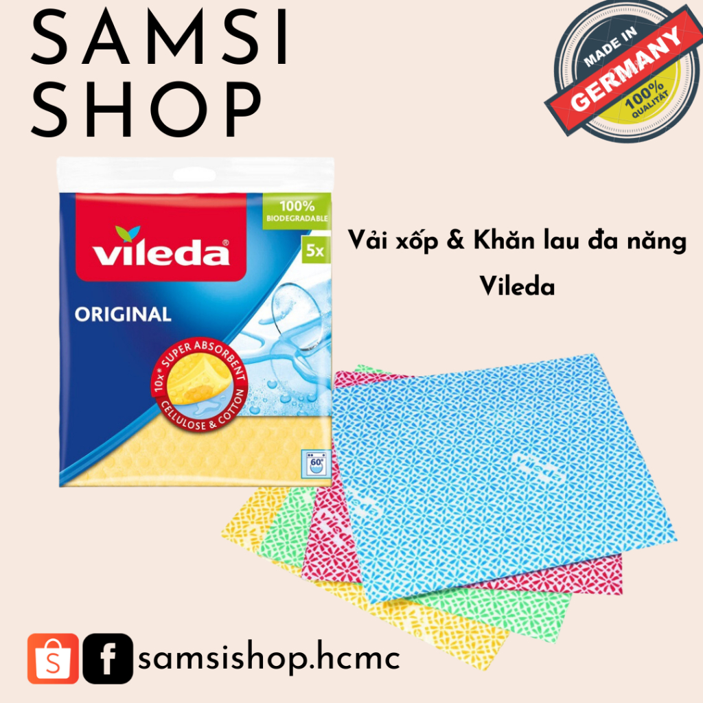 Vải xốp và Khăn lau đa năng Vileda WiPro 💦Miếng xốp lau chùi Gói 5 miếng | BigBuy360 - bigbuy360.vn