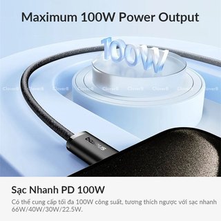 Cáp Sạc Nhanh 100W Baseus Dynamic USB-C cho iPhone iPad MacBook