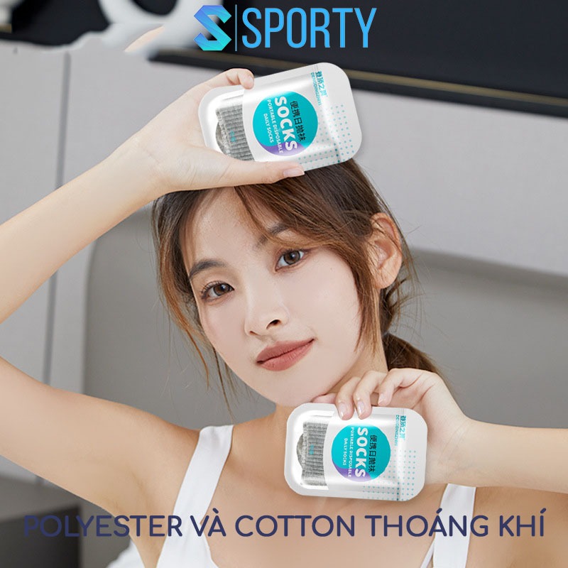 Ảnh Tất dùng 1 lần nam nữ SPORTY 100% cotton dạng túi thoáng khí, thấm hút mồ hôi, dễ dàng mang theo 3