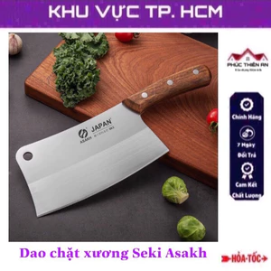 Dao chặt xương cán gỗ, lưỡi dao làm từ thép không gỉ kèm hộp công nghệ Nhật Bản SK5 Japan Asakh - hiệu quả, siêu bền