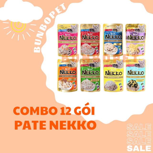 [Combo 12 Gói] Pate Nekko Cho Mèo Gói 70g - Pate Cho Mèo Nekko (Mix Đủ Vị)