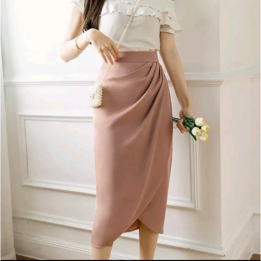 Chân Váy Phong Cách Công Sở Hàng Thiết Kế Cao Cấp Xếp Ly Eo Dáng Mới, Thời Trang Công Sở_Chất Liệu Chéo Nhật_CV42T