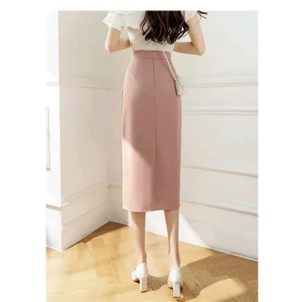 Chân Váy Phong Cách Công Sở Hàng Thiết Kế Cao Cấp Xếp Ly Eo Dáng Mới, Thời Trang Công Sở_Chất Liệu Chéo Nhật_CV42T