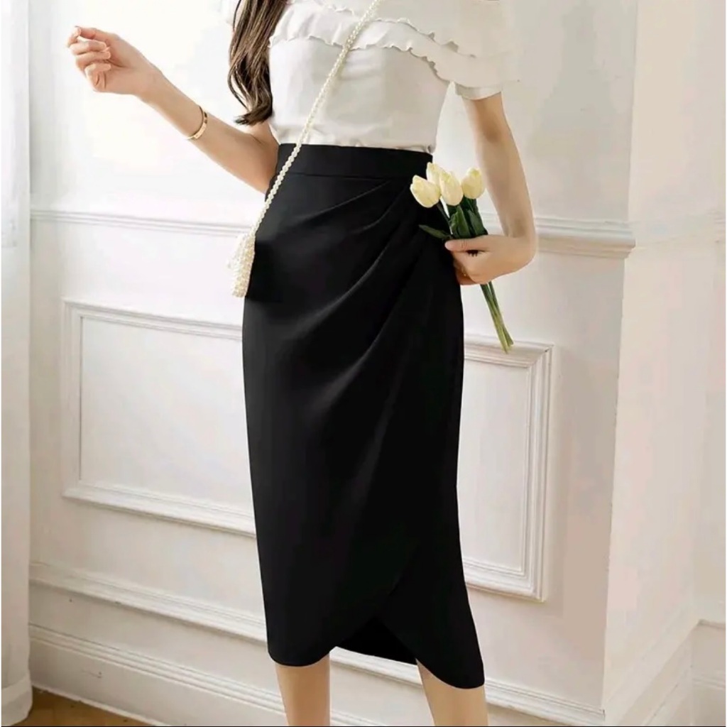 Chân Váy Phong Cách Công Sở Hàng Thiết Kế Cao Cấp Xếp Ly Eo Dáng Mới, Thời Trang Công Sở_Chất Liệu Chéo Nhật_CV42T