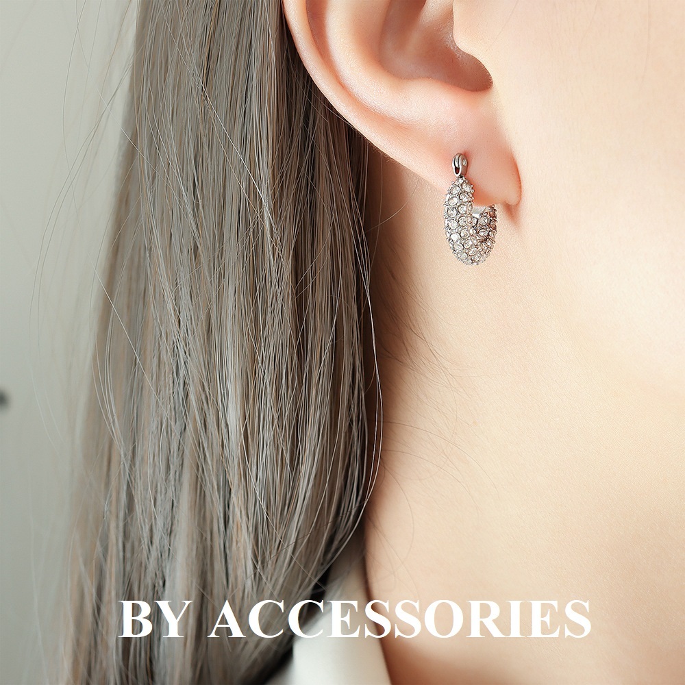 Bông tai nữ titan nữ vintage hình học nhiều kiểu khảm đá trắng lấp lánh sang trọng WE2427 BY ACCESSORIES