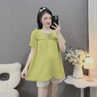 Áo bầu tay cộc cổ V chất đũi mềm thời trang hè cho mẹ bầu siêu xinh ( Áo Tơ V )