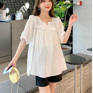 Áo bầu tay cộc cổ V chất đũi mềm thời trang hè cho mẹ bầu siêu xinh ( Áo Tơ V )