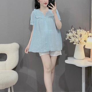 Áo bầu tay cộc cổ V chất đũi mềm thời trang hè cho mẹ bầu siêu xinh ( Áo Tơ V )