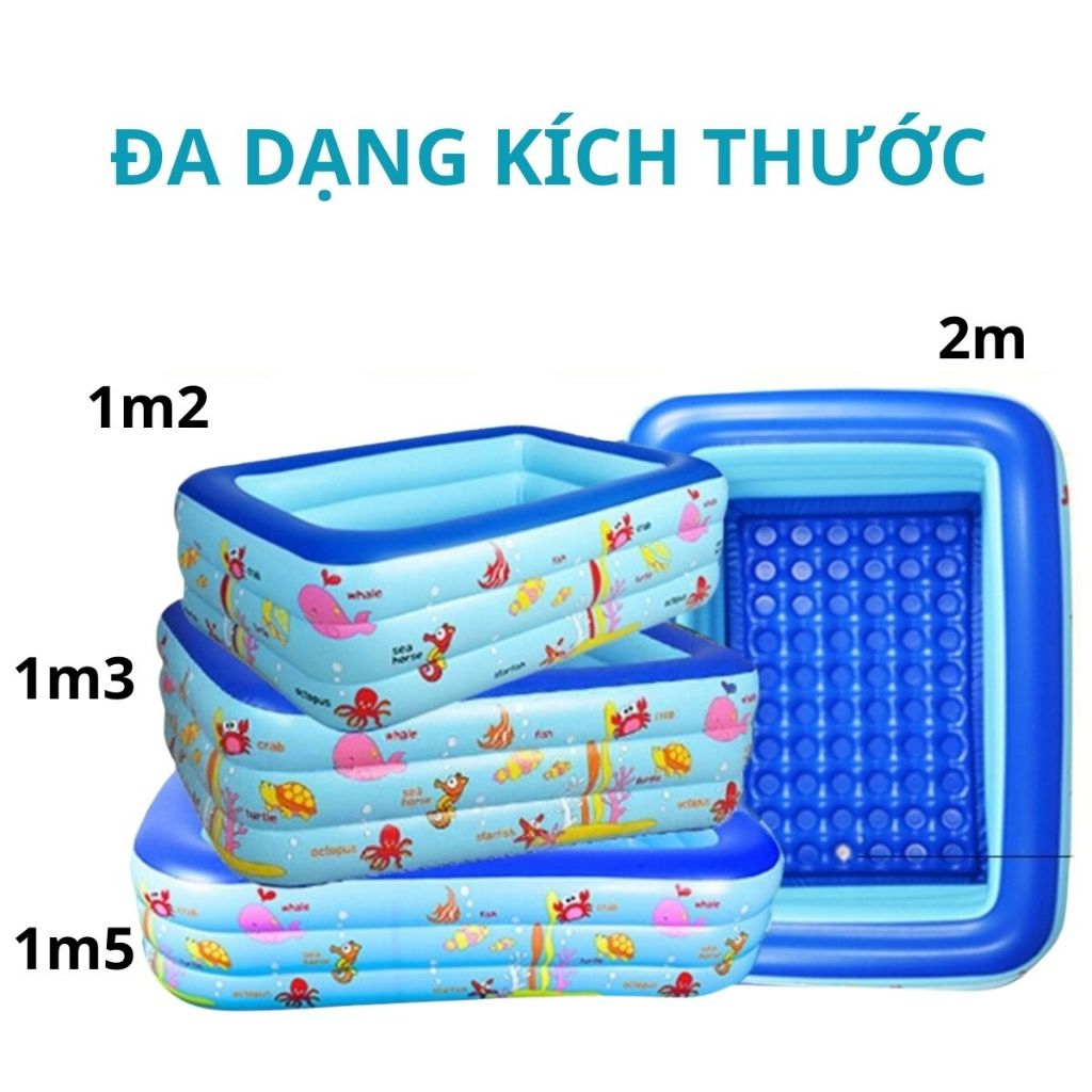 Bể Bơi Phao Trong Nhà 3 Tầng SIZE Lớn Cho Gia Đình SIZE 2M6/2m1/1m8/1m5/1m3/1m2 TẶNG KÈM MIẾNG VÁ