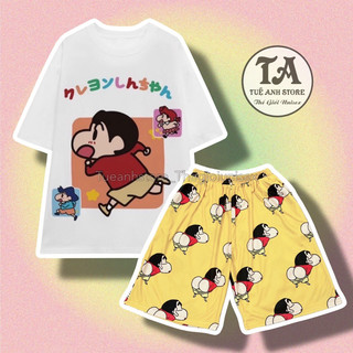 Set bộ cotton quần áo hoạt hình hoạ tiết đáng yêu Cushin Mặc nhóm Đi Biển - Bộ mặc nhà Cartoon form rộng Unisex nam nữ