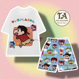 Set bộ cotton quần áo hoạt hình hoạ tiết đáng yêu Cushin Mặc nhóm Đi Biển - Bộ mặc nhà Cartoon form rộng Unisex nam nữ