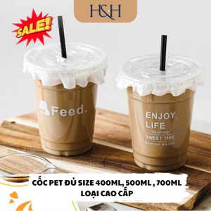 Ly, Cốc Nhựa PET PHI 93 Đủ Size 400ml, 500ml,700ml Dùng 1 Lần Đựng Trà Sữa, Cafe - Tổng Kho Hải Hạnh