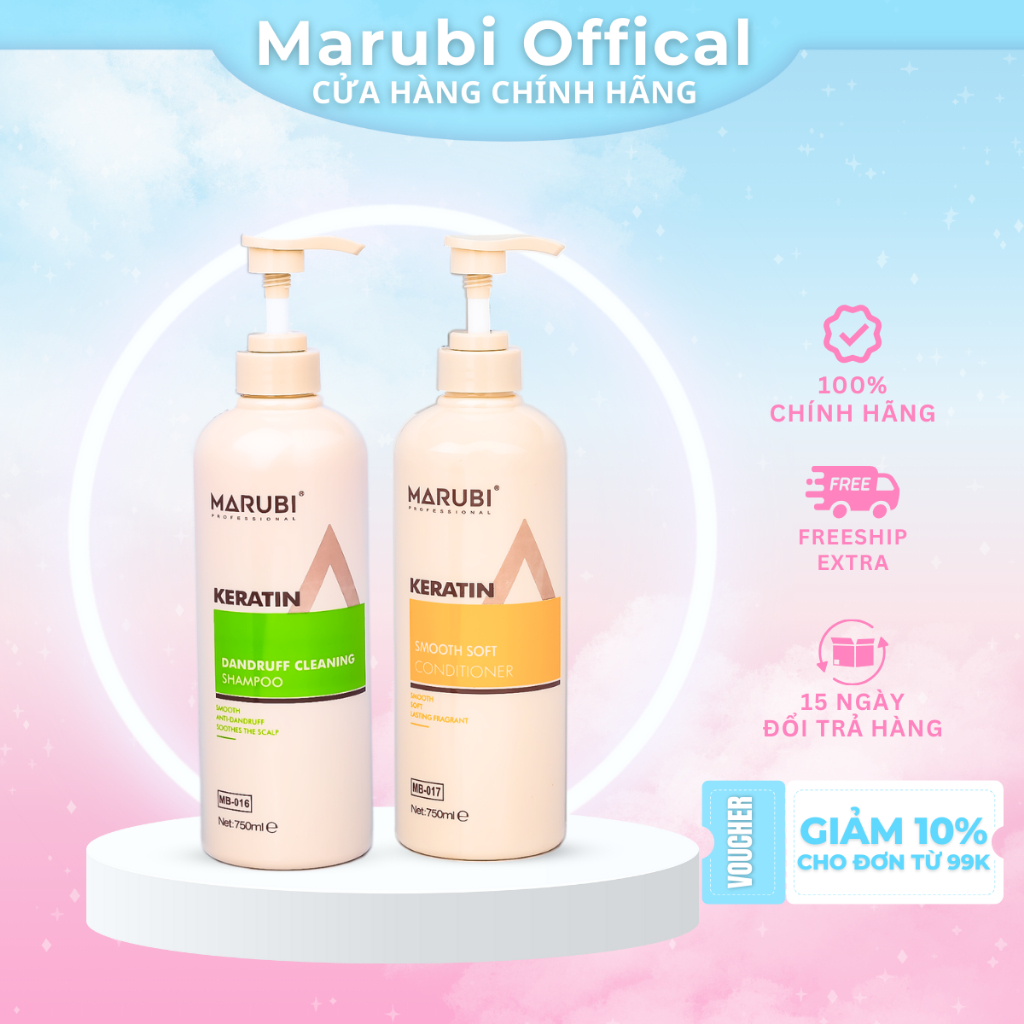 Cặp Gội - Xả MARUBI Chống Gàu Mềm Mượt Thơm Nước Hoa 750ML