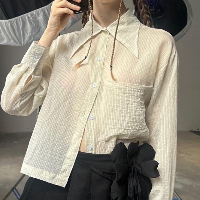 Remmus - Mia Shirt | Áo sơ mi xuyên thấu sọc croptop cho nữ
