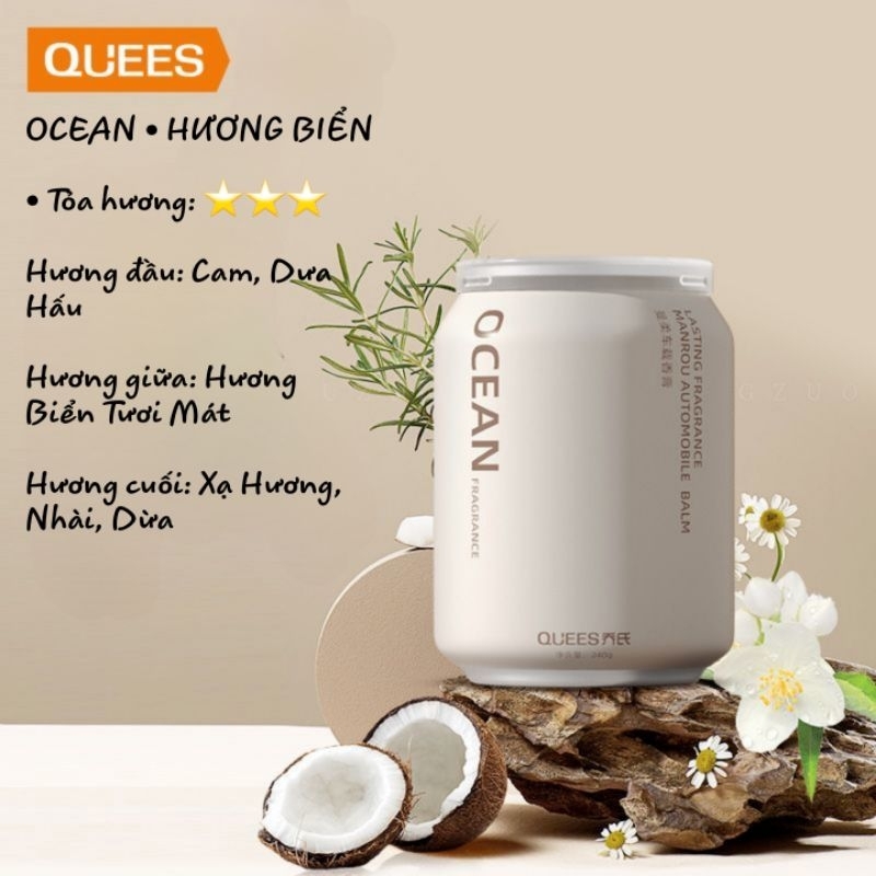 Sáp nước hoa Ô Tô QUEES CUP cao cấp - Khử mùi nội thất xe hơi - Thơm dịu nhẹ - Chống say xe - Sáp thơm ô tô