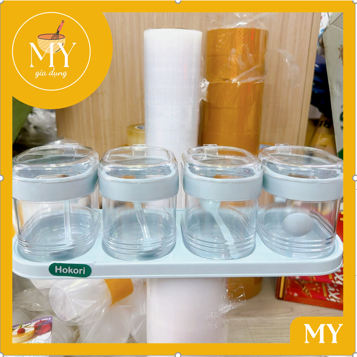 Set hũ đựng gia vị có kèm thìa nắp - Bộ Hũ Lọ Đựng Gia Vị Hokori sử dụng tiện lợi cho nhà bếp