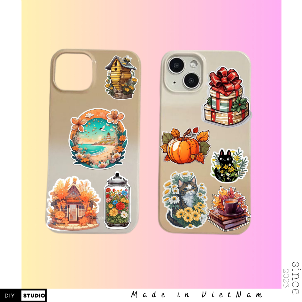 Set 100 sticker thiên nhiên siêu đẹp chống nước tốt