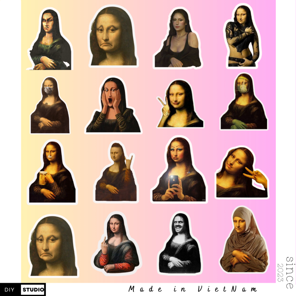 100 hình Mona Lisa hài hước trang trí DIY STUDIO