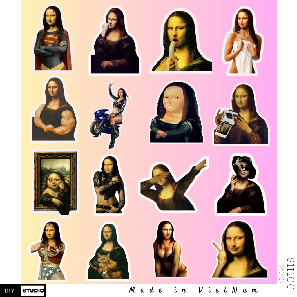 100 hình Mona Lisa hài hước trang trí DIY STUDIO