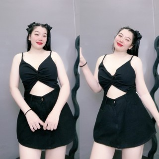 Chân váy jean NHỎ CLOVER bigsize nữ dáng A chất demi cạp cao hottrend đơn giản dễ phối thanh lịch style cá tính CV407
