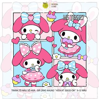 Xả hàng Tranh tô màu số hóa tự tô 20x20cm có khung các mẫu hoạt hình trẻ em phong cảnh hoa lá