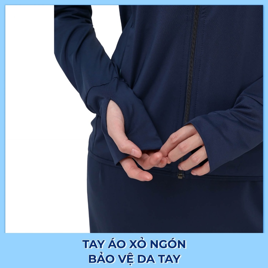 Sét áo chống nắng nữ 2 lớp combo áo khoác chống nắng và váy quây toàn thân vải thông hơi dày dặn co giãn tốt bảo vệ da