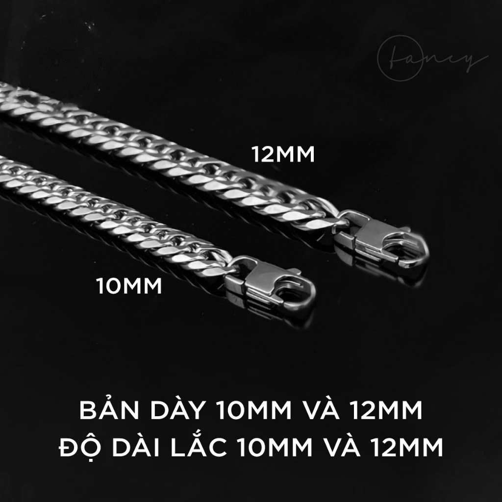 Lắc tay nam titan mắc xích cá tính, vòng tay cuban thời trang Fancy chất liệu thép cao cấp không gỉ