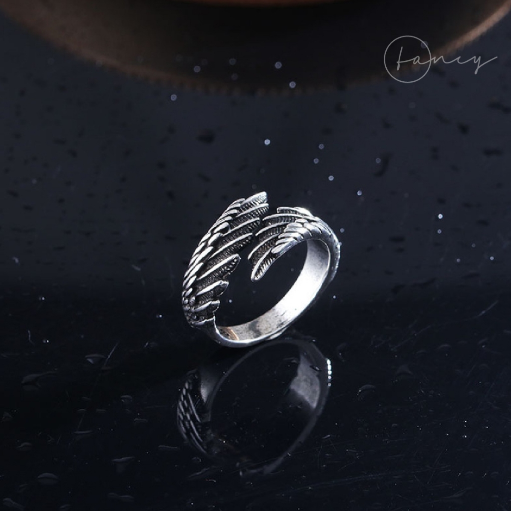 Nhẫn nam Titan hình đôi cánh cá tính Nhẫn nam free size tùy chỉnh to nhỏ s925 không gỉ Fancy_store